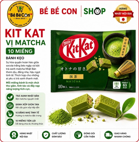 🍵 KitKat Matcha 10 MIẾNG– Chuẩn Vị Nhật, Đậm Đà Tinh Tế