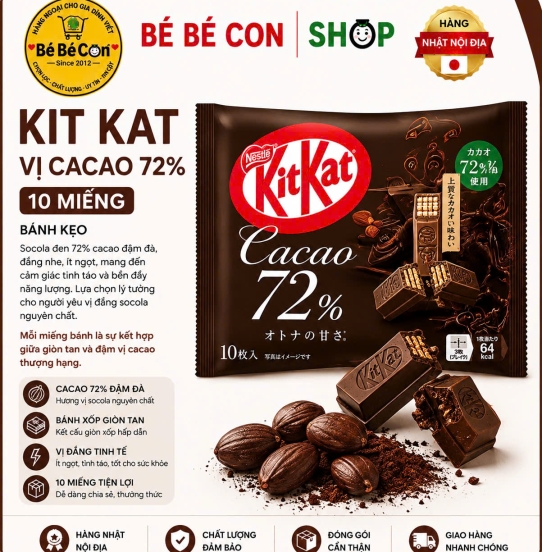☕ KitKat Macao 72% 10 Miếng – Đậm Vị Tỉnh Táo Cho Dân Văn Phòng
