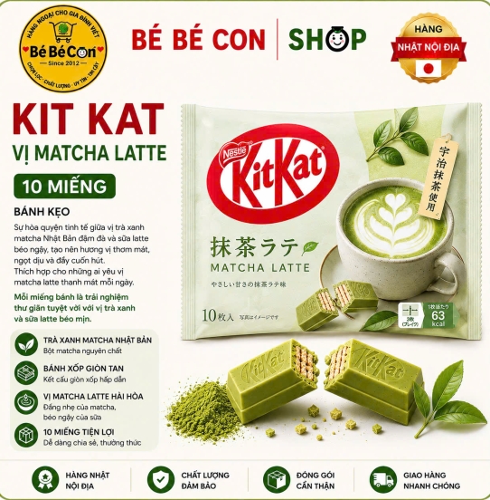 🍵 KitKat Matcha Latte 10 Miếng – Chuẩn Vị Nhật, Đậm Đà Tinh Tế