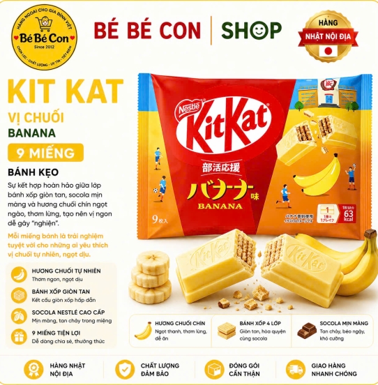 🍦 KitKat Chuối – Mềm Mịn Thơm Béo, Bật Năng Lượng