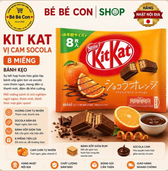 🍰 KitKat Cam Socola  – Chuẩn Hương Vị Bánh Ngọt Thượng Hạng