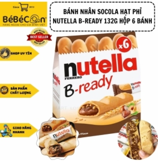 Bánh quy nhân socola hạt phỉ Nutella B-Ready hộp 132gr (6 bánh)
