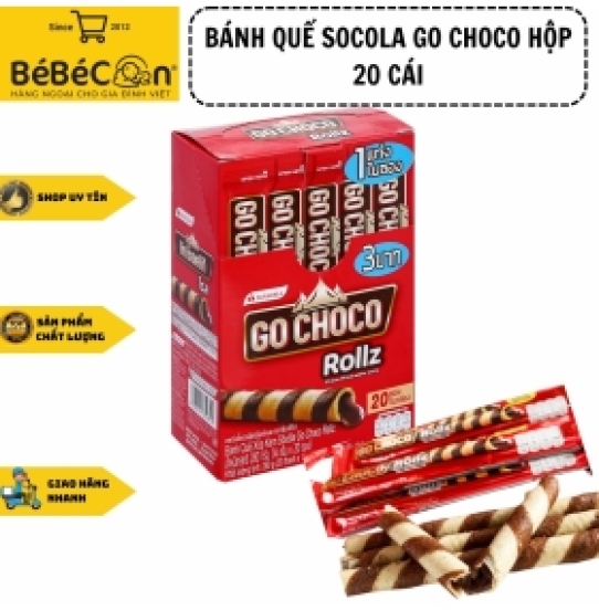 Bánh quế Socola Go Choco Rollz hộp giấy đỏ 320g
