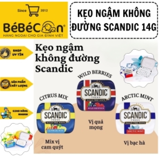 Kẹo ngậm không đường SCANDIC của Nga hộp 14g