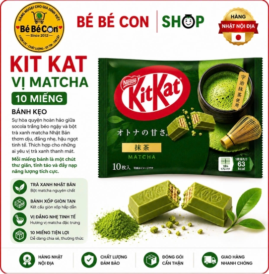 🍵 KitKat Matcha 10 MIẾNG– Chuẩn Vị Nhật, Đậm Đà Tinh Tế