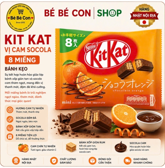 🍰 KitKat Cam Socola  – Chuẩn Hương Vị Bánh Ngọt Thượng Hạng