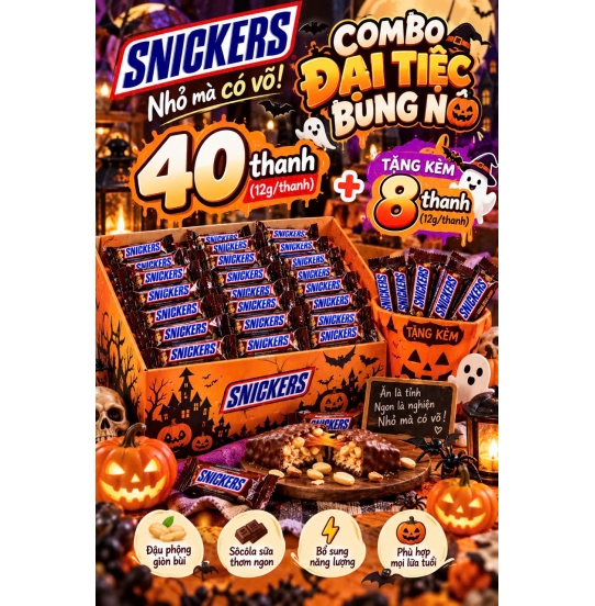 Set 40 Thanh Snickers Tặng kèm 8 thanh – Ngọt Ngào Đậm Vị Tri Ân 